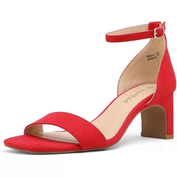 imageDREAM PAIRS Womens Square Toe Low Block Chunky Heels Open Toe Ankle Strap Dress Pump ShoesRed