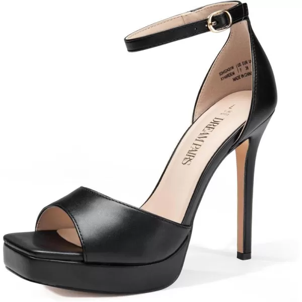 imageDREAM PAIRS Womens Stiletto High Heels Platform Ankle Strap Square Open Toe Dress Sexy SandalsBlackpu