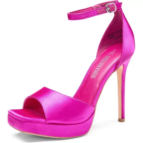 imageDREAM PAIRS Womens Stiletto High Heels Platform Ankle Strap Square Open Toe Dress Sexy SandalsHot Pinksatin