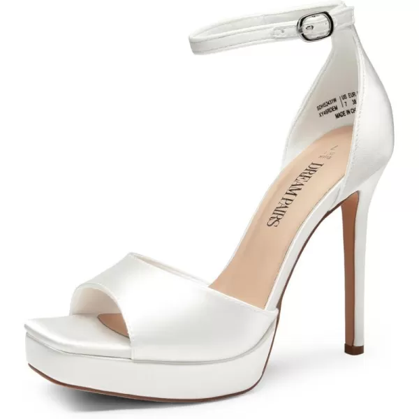 imageDREAM PAIRS Womens Stiletto High Heels Platform Ankle Strap Square Open Toe Dress Sexy SandalsWhitesatin