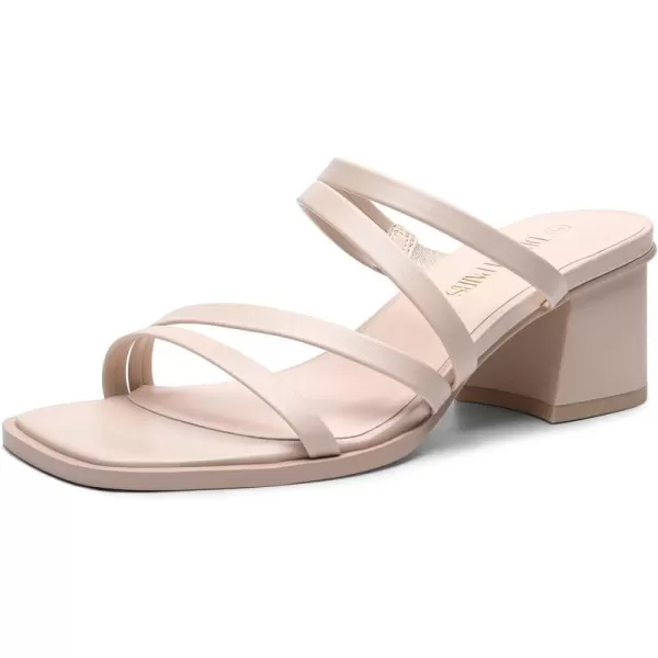 imageDREAM PAIRS Womens Strappy Heels Block Open Toe Low Heel Chunky Mules Sandals Dress ShoesPink