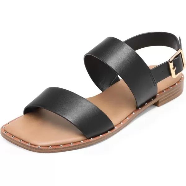 imageDREAM PAIRS Womens Summer Casual Dressy Cute Flat Sandals Comfortable Sexy SquareToe Fashion One Band Strappy Shoes Wide WidthBlack
