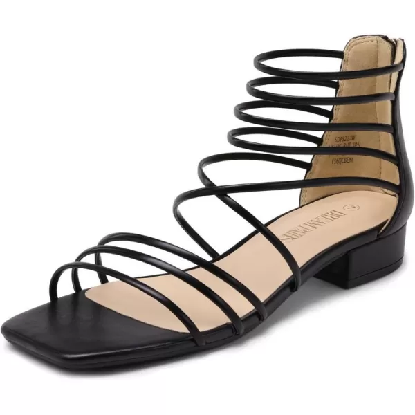 imageDREAM PAIRS Womens Summer Dressy Flat Sandals Girls Comfortable Gladiator Stappy Low Heel Sandals ShoesBlack