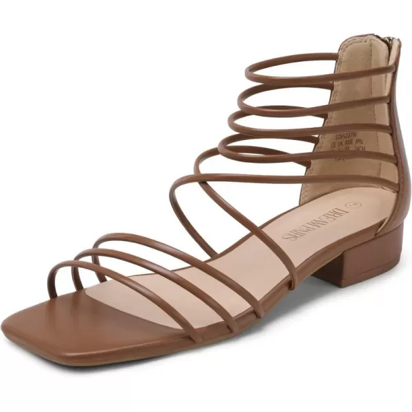 imageDREAM PAIRS Womens Summer Dressy Flat Sandals Girls Comfortable Gladiator Stappy Low Heel Sandals ShoesTan