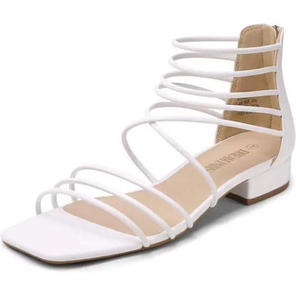 imageDREAM PAIRS Womens Summer Dressy Flat Sandals Girls Comfortable Gladiator Stappy Low Heel Sandals ShoesWhite