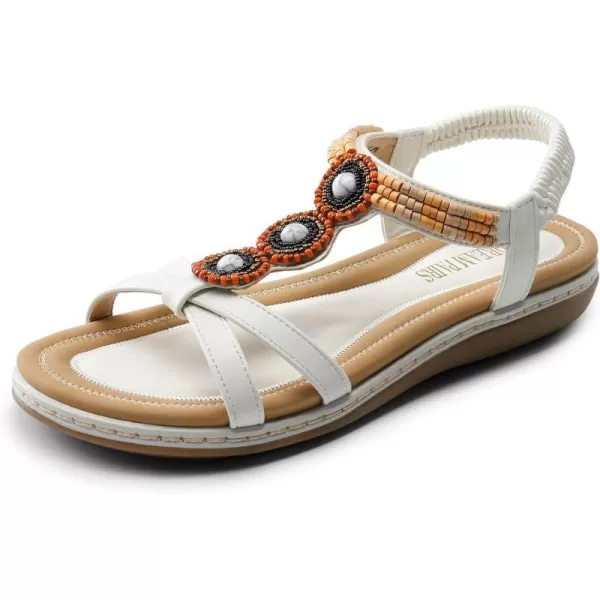 imageDREAM PAIRS Womens Summer Flat Sandals Comfortable Dressy Elastic Ankle Strap Casual Bohemian Sandals Shoes for Walking BeachWhitepu