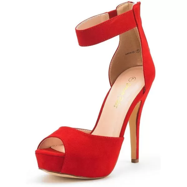 imageDREAM PAIRS Womens Swan05 High Heel Platform Dress Pump ShoesRed