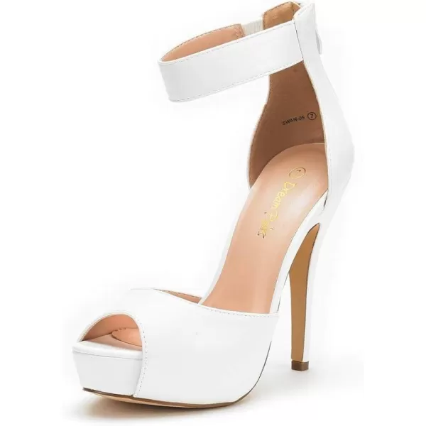imageDREAM PAIRS Womens Swan05 High Heel Platform Dress Pump ShoesWhite Pu