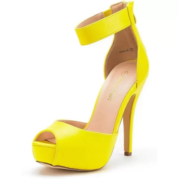 imageDREAM PAIRS Womens Swan05 High Heel Platform Dress Pump ShoesYellow Pu