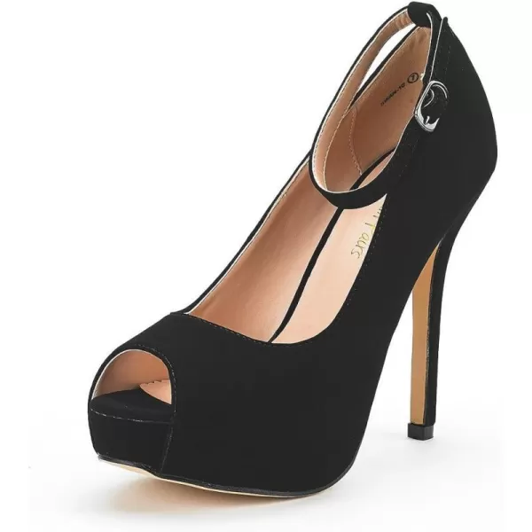 imageDREAM PAIRS Womens Swan10 High Heel Platform Dress Pump ShoesBlack Nubuck