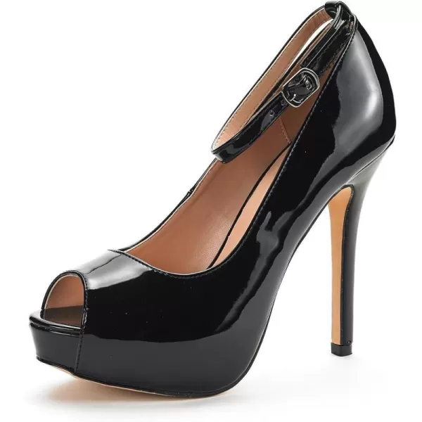 imageDREAM PAIRS Womens Swan10 High Heel Platform Dress Pump ShoesBlack Pat