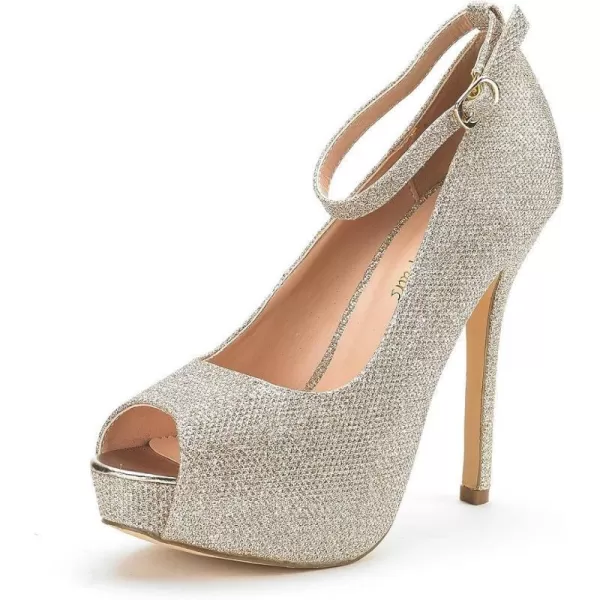 imageDREAM PAIRS Womens Swan10 High Heel Platform Dress Pump ShoesGold Glitter