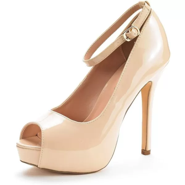 imageDREAM PAIRS Womens Swan10 High Heel Platform Dress Pump ShoesNude Pat