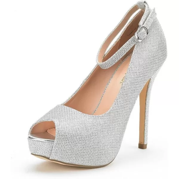imageDREAM PAIRS Womens Swan10 High Heel Platform Dress Pump ShoesSilver Glitter