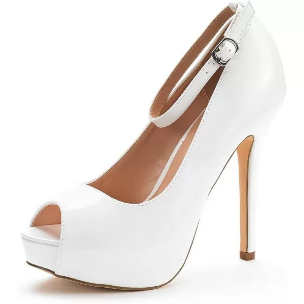 imageDREAM PAIRS Womens Swan10 High Heel Platform Dress Pump ShoesWhite Pat