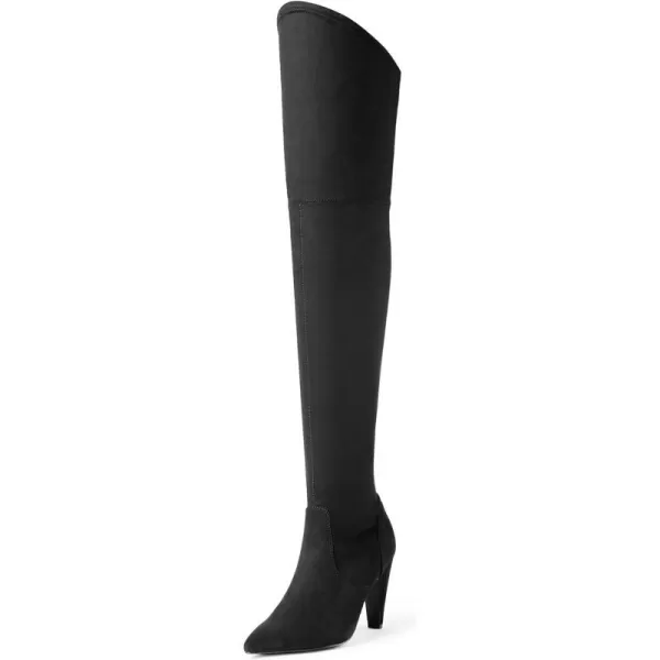 imageDREAM PAIRS Womens Thigh High Boots Over The Knee Heels Long Sexy Pointed Toe BootsBlackSuede