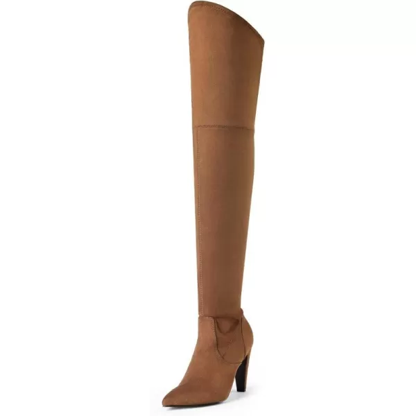 imageDREAM PAIRS Womens Thigh High Boots Over The Knee Heels Long Sexy Pointed Toe BootsBrownSuede
