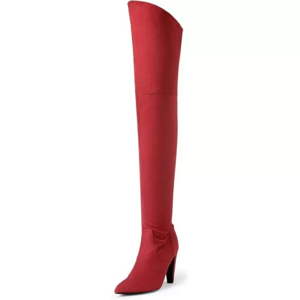 imageDREAM PAIRS Womens Thigh High Boots Over The Knee Heels Long Sexy Pointed Toe BootsRedSuede