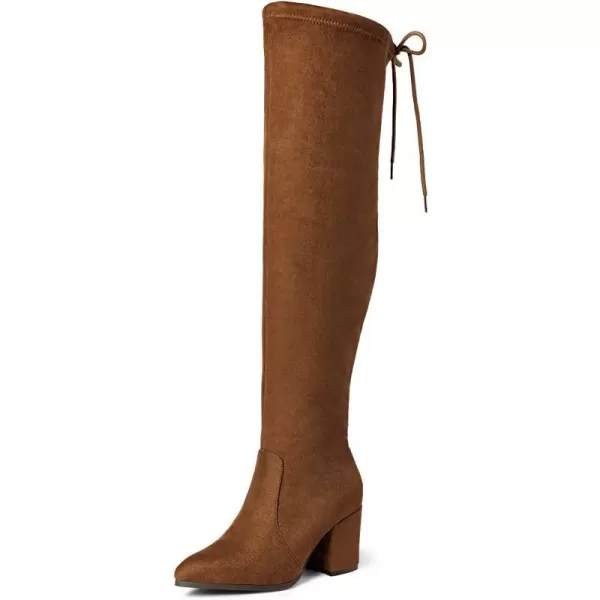 imageDREAM PAIRS Womens Thigh High Boots Over the knee Stretch Block Heel Fashion Long BootsCamelGracie2