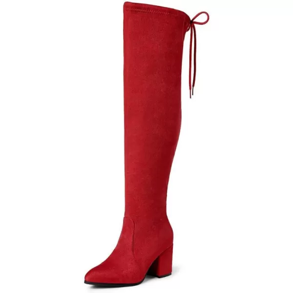 imageDREAM PAIRS Womens Thigh High Boots Over the knee Stretch Block Heel Fashion Long BootsRedGracie2
