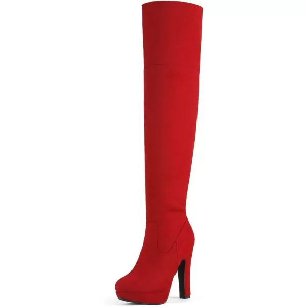 imageDREAM PAIRS Womens Thigh High Chunky Heel Platform Over The Knee BootsRedhighplat