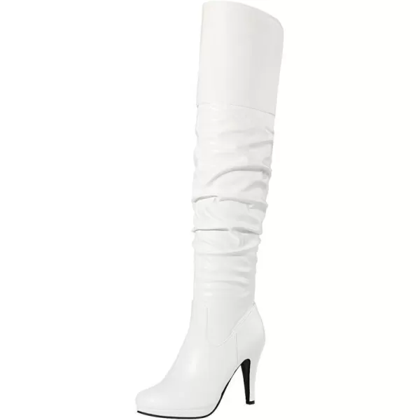 imageDREAM PAIRS Womens Thigh High Chunky Heel Platform Over The Knee BootsWhite Pusarahhi
