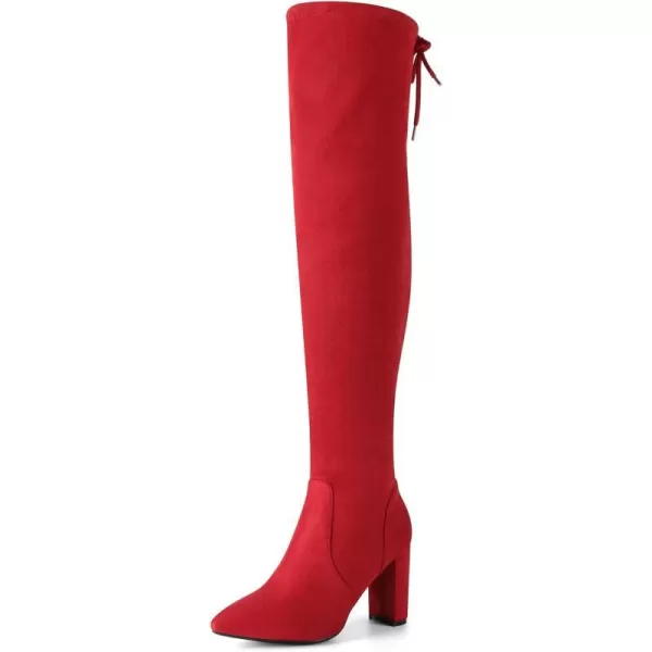 imageDREAM PAIRS Womens Thigh High Fashion Boots Over The Knee Block Heel BootsRedSuede