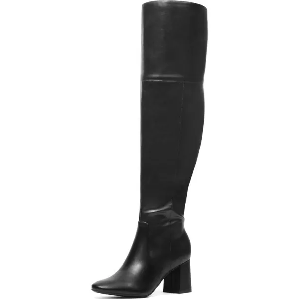 imageDREAM PAIRS Womens Thigh High Over the Knee Fashion Chunky Heel Long BootsBlackPu