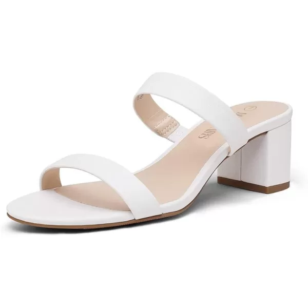imageDREAM PAIRS Womens Two Strap Open Toe Low Block Chunky Heels Sandals Dress Pumps ShoesWhitePu
