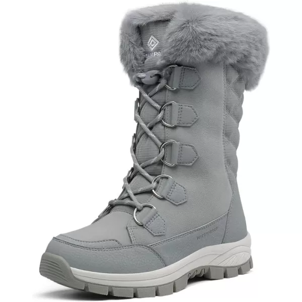 imageDREAM PAIRS Womens Waterproof Winter Snow Boots Warm Comfortable Faux Fur Insulated NonSlip Outdoor LaceUp Mid Calf BootiesLightGrey