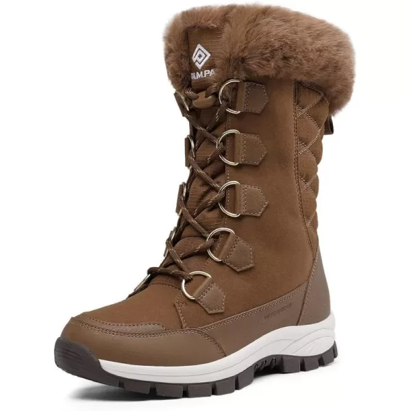 imageDREAM PAIRS Womens Waterproof Winter Snow Boots Warm Comfortable Faux Fur Insulated NonSlip Outdoor LaceUp Mid Calf BootiesTan