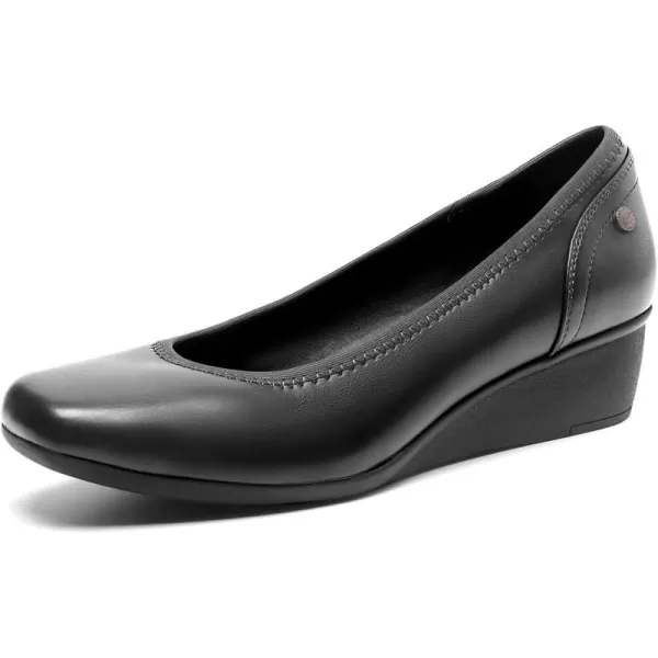imageDREAM PAIRS Womens Wedge Low Heels Square Close Block Toe Dress Comfortable Wedding Bride Office Pumps ShoesBlackpu