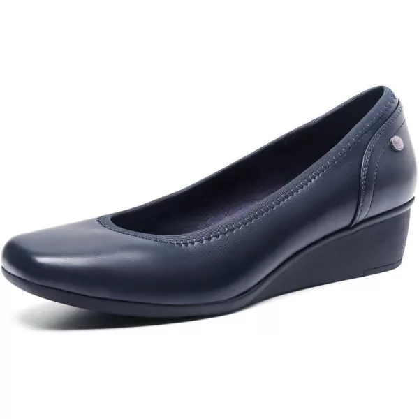 imageDREAM PAIRS Womens Wedge Low Heels Square Close Block Toe Dress Comfortable Wedding Bride Office Pumps ShoesNavypu