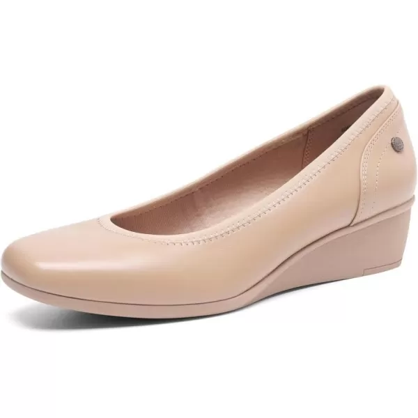 imageDREAM PAIRS Womens Wedge Low Heels Square Close Block Toe Dress Comfortable Wedding Bride Office Pumps ShoesNudepu