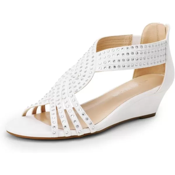 imageDREAM PAIRS Womens Wedge Sandals Comfortable Open Toe Rhinestone Shoes for Party Wedding and Fashion DressWhite