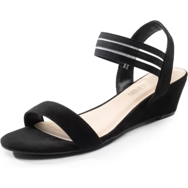 imageDREAM PAIRS Womens Wedge Sandals Low Heel Slip On Ankle Strap Business Casual Dress Shoes for WomenBlacksuede