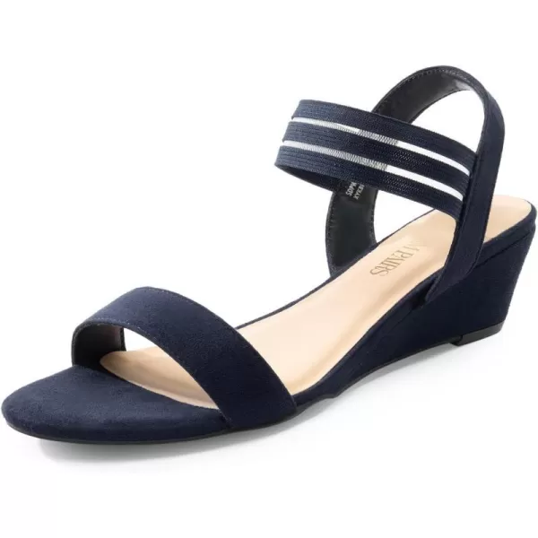 imageDREAM PAIRS Womens Wedge Sandals Low Heel Slip On Ankle Strap Business Casual Dress Shoes for WomenNavysuede