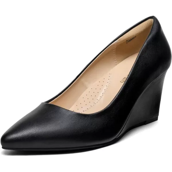 imageDREAM PAIRS Womens Wedges Closed Toe High Heels Dress Wedding Bride Pointed Toe Pumps ShoesBlack