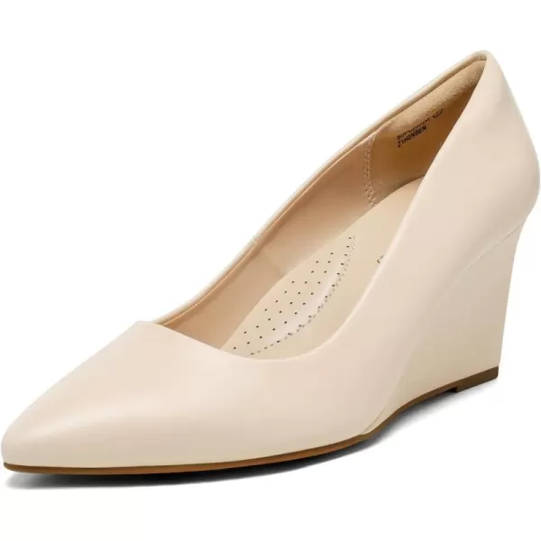 imageDREAM PAIRS Womens Wedges Closed Toe High Heels Dress Wedding Bride Pointed Toe Pumps ShoesNude
