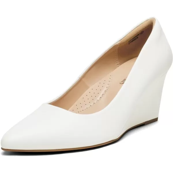 imageDREAM PAIRS Womens Wedges Closed Toe High Heels Dress Wedding Bride Pointed Toe Pumps ShoesWhite