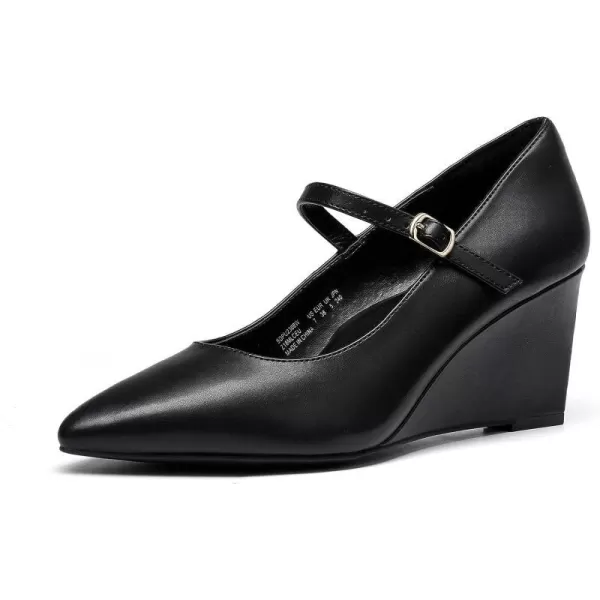 imageDREAM PAIRS Womens Wedges Closed Toe Mary Jane High Heels Dress Work Pointed Toe Wedding Bride Office Pumps ShoesBlackpu
