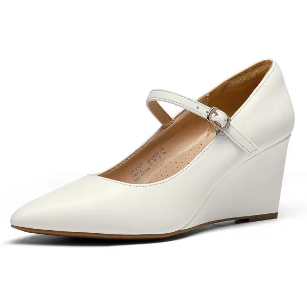 imageDREAM PAIRS Womens Wedges Closed Toe Mary Jane High Heels Dress Work Pointed Toe Wedding Bride Office Pumps ShoesWhitepu