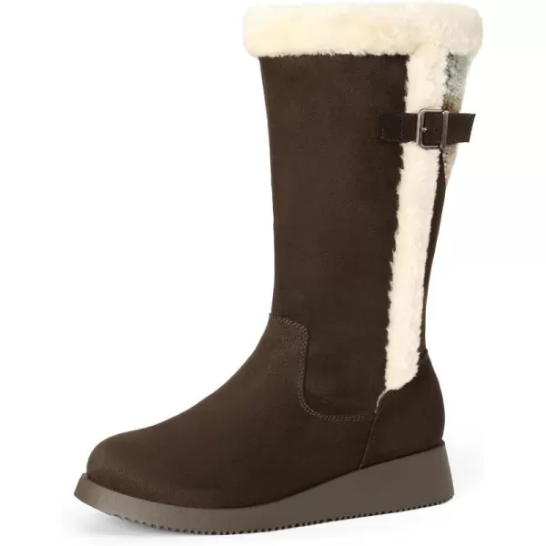 imageDREAM PAIRS Womens Winter Snow Boots MidCalf Fashion Furry Warm Tall BootBrown