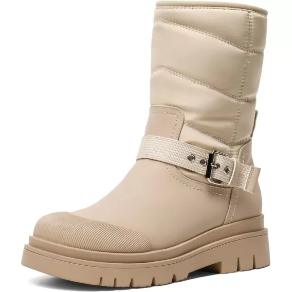 imageDREAM PAIRS Womens Winter Snow Boots Warm Fur Lined Waterproof Mid Calf Booties Comfortable Outdoor NonSlip ShoesNude