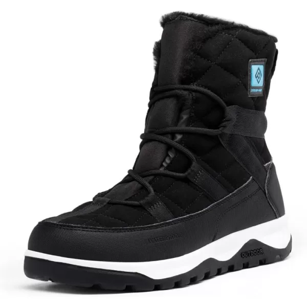 imageDREAM PAIRS Womens Winter Snow Boots Waterproof Rubber Ankle Booties with Warm Comfortable Faux Fur LiningLace Up NonSlip Outdoor Boots for WomenBlack