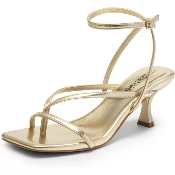 imageDREAM PAIRS Womens kitten Low Strappy Lace Up Heels for Women Open Square Toe Thong Ankle Strap Heels Sexy Fashion Comfort Dress Shoes Party Pumps Heeled SandalsGoldpu