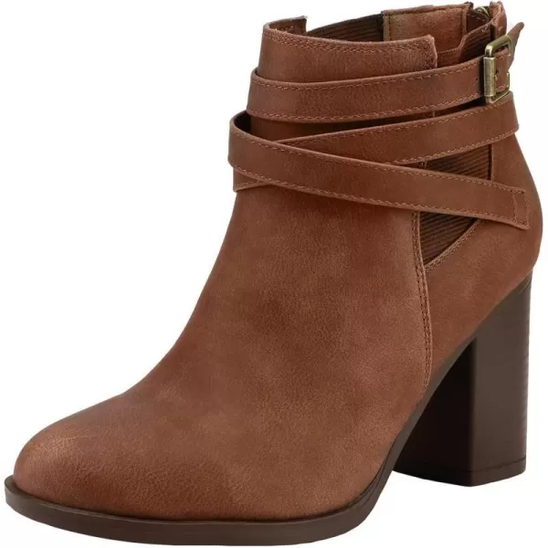 imageTOETOS Womens Chicago Chunky Heel Ankle BootiesBrownpu3