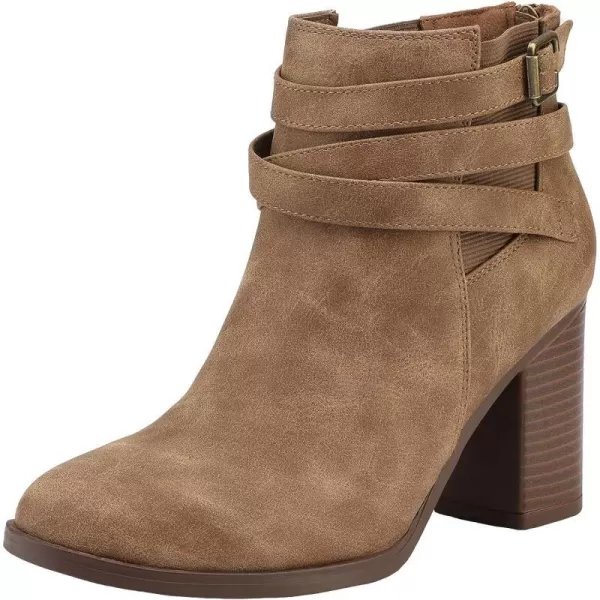 imageTOETOS Womens Chicago Chunky Heel Ankle BootiesTan3