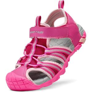 imageDREAM PAIRS Boys Girls Outdoor Summer Sport Athletic Sandals for LittleBig KidFuchsiaShellPink