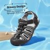 imageDREAM PAIRS Boys Girls Summer Outdoor Athletic Sport Sandals Hiking Beach Casual Closed Toe Adjustable Multicolor for ToddlerLittleBig KidsBlackGrey